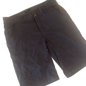 Prana Grey Nylon Solid Cargo Drawstring Button Shorts Size 8